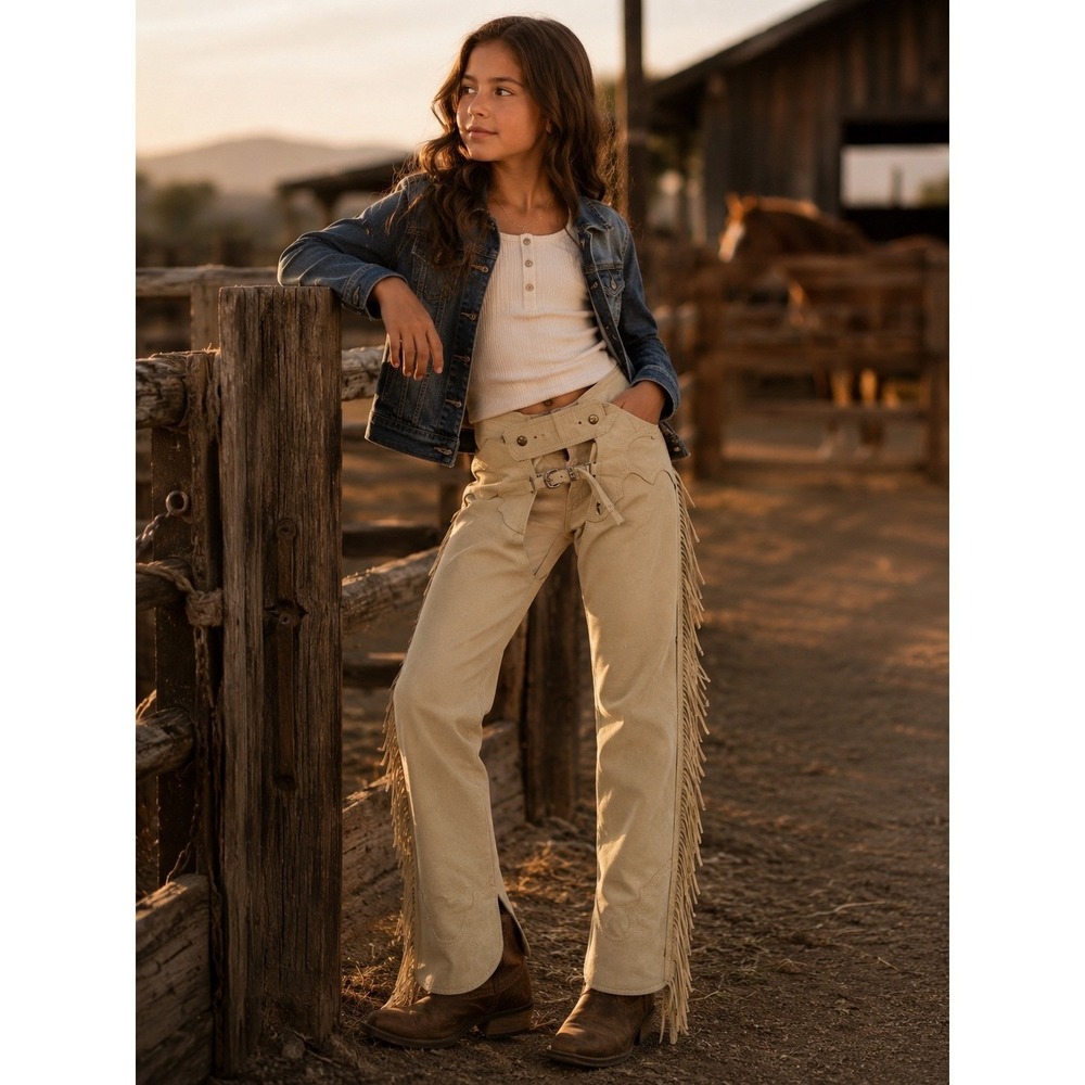 Hobby Horse Tan Ultrasuede Chaps Youth X-Large